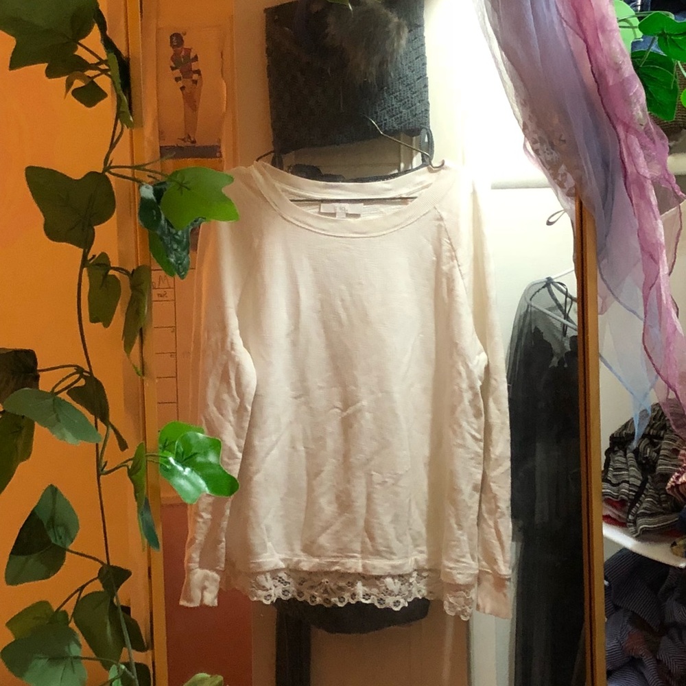 LOFT lace hem light sweater